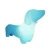 Luminária Cachorro Billy azul LED decorativa em fundo branco com design em formato de cachorro
