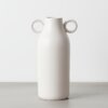 Vaso decorativo minimalista em cerâmica branca com alças laterais 27 cm