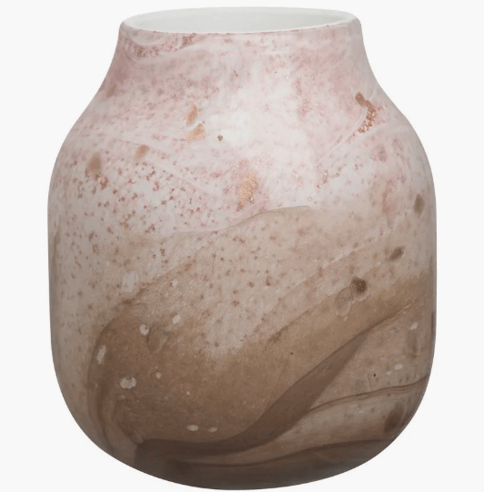 Vaso decorativo Rouen 17cm em cerâmica com acabamento marmorizado em fundo branco