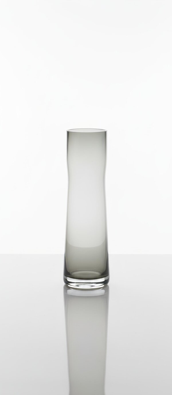 aso decorativo de vidro cinza fumê com design minimalista